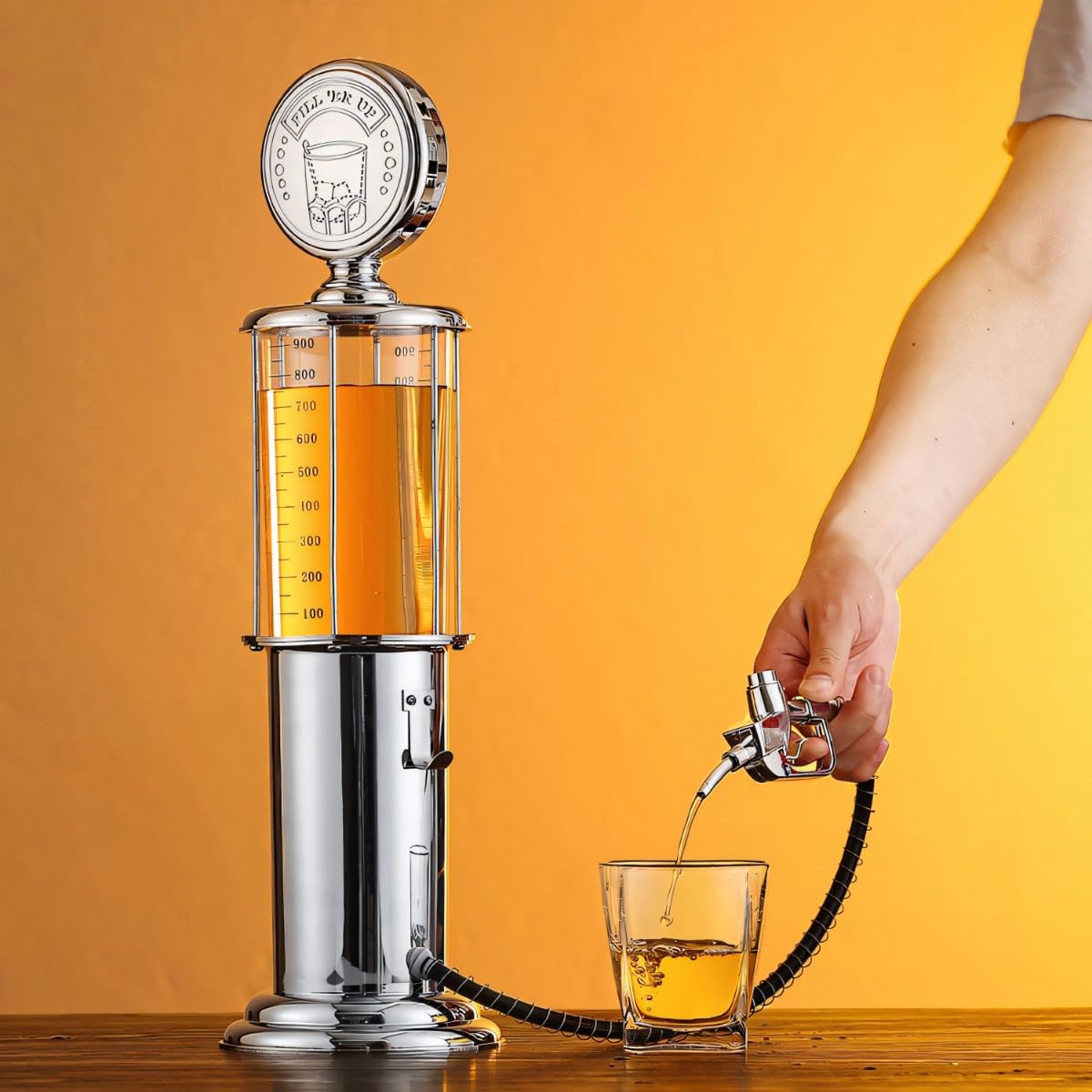 Retoo Getränkespender mit Zapfhahn und Ständer, 950ml Schnapsspender Bierspender 48x10,5x10,5 Bar Accessoire Einzelpistole Spirituosenspender Getränkeportionierer für Wein Getränke Alkohol Limonade