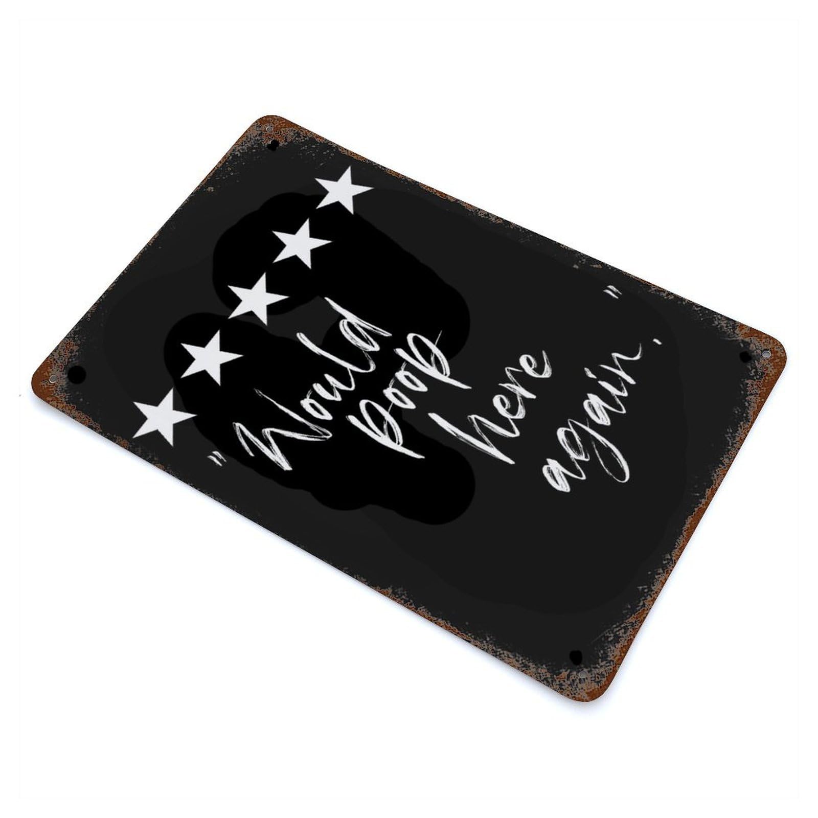 Aged Metal Wall Plaque with Would Poop Here Again Wh Design 11.8"x7.9", for Basement, Hobby Room And Garage Decor, Farmhouse Wall Decor