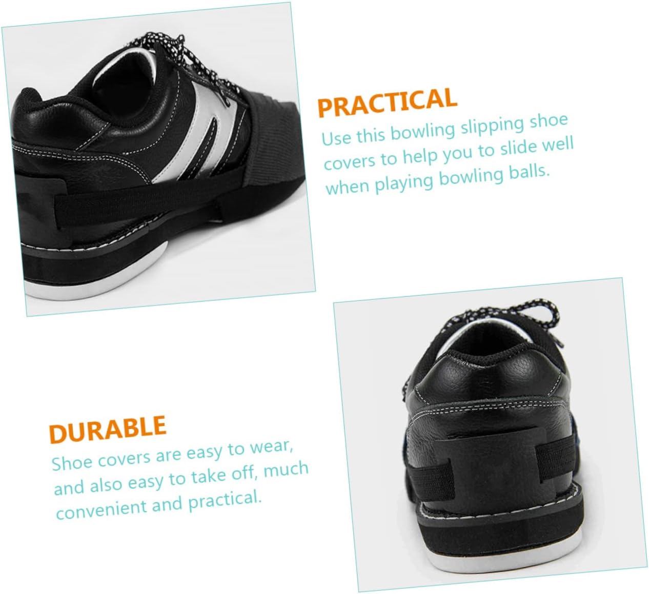 ABOOFAN 4pairs Bowling Shoe Covers Adjustable Elastic Band Space-Saving Slider Protectors for Men Women Reduces Friction for Better Practice Black