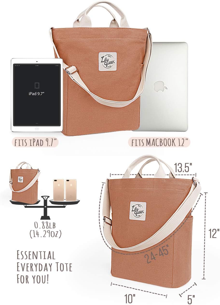 Lily queen Women Canvas Tote Handbags Casual Shoulder Work Bag Crossbody - Image 4