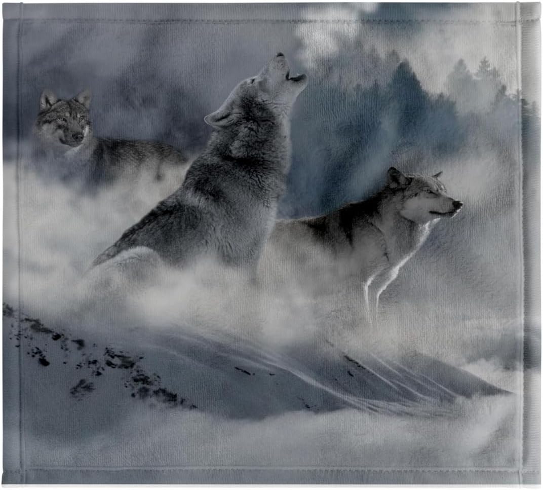 3dRose Fantasy Wolf Wolves Animal with Clouds 22x30 Bath Hand Pool Towel