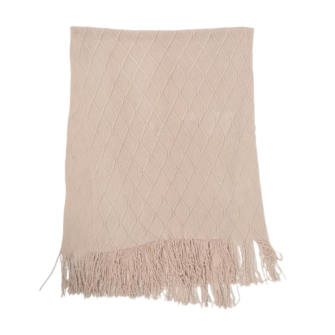 Camino de cama beige de estilo bohemio con flecos y borlas para dormitorio de casa MAGICLULU