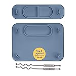 BUSY BABY Silicone Mat Bundle - 1 Original Mat Plus 1 Mini Mat, New Stronger Suction Cups, 6 Straps to Secure Baby Essentials and Keep Them Off The Floor, Baby Led Weaning, Wet Bag Included (Pewter)
