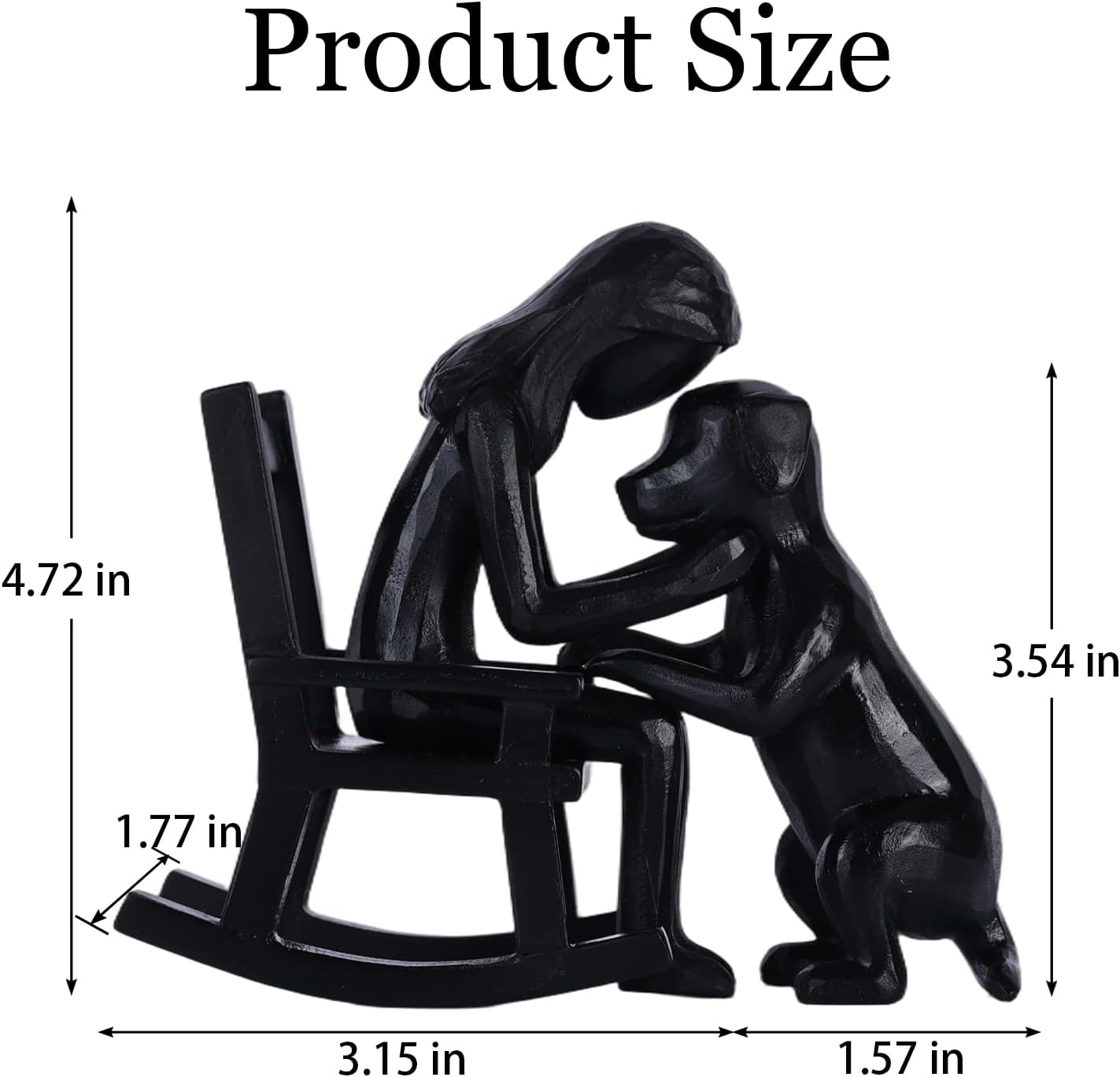 Man and Dog Figurine, Dog Memorial Gifts for Loss of Dog, Dog Sculpture Home Decor, Decorative Figurines for Shelves, Bookshelf, TV Stand, Office and Living Room Decor (Black)