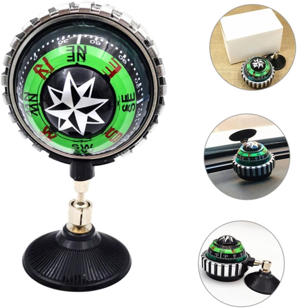 2pcs Adjustable Ball Compass with Strong Suction Cup for Car and Boat Dash Mount Abs Material Navigation Tool Accurate Directional Guidance for Outdoor Driving and Home Decoration