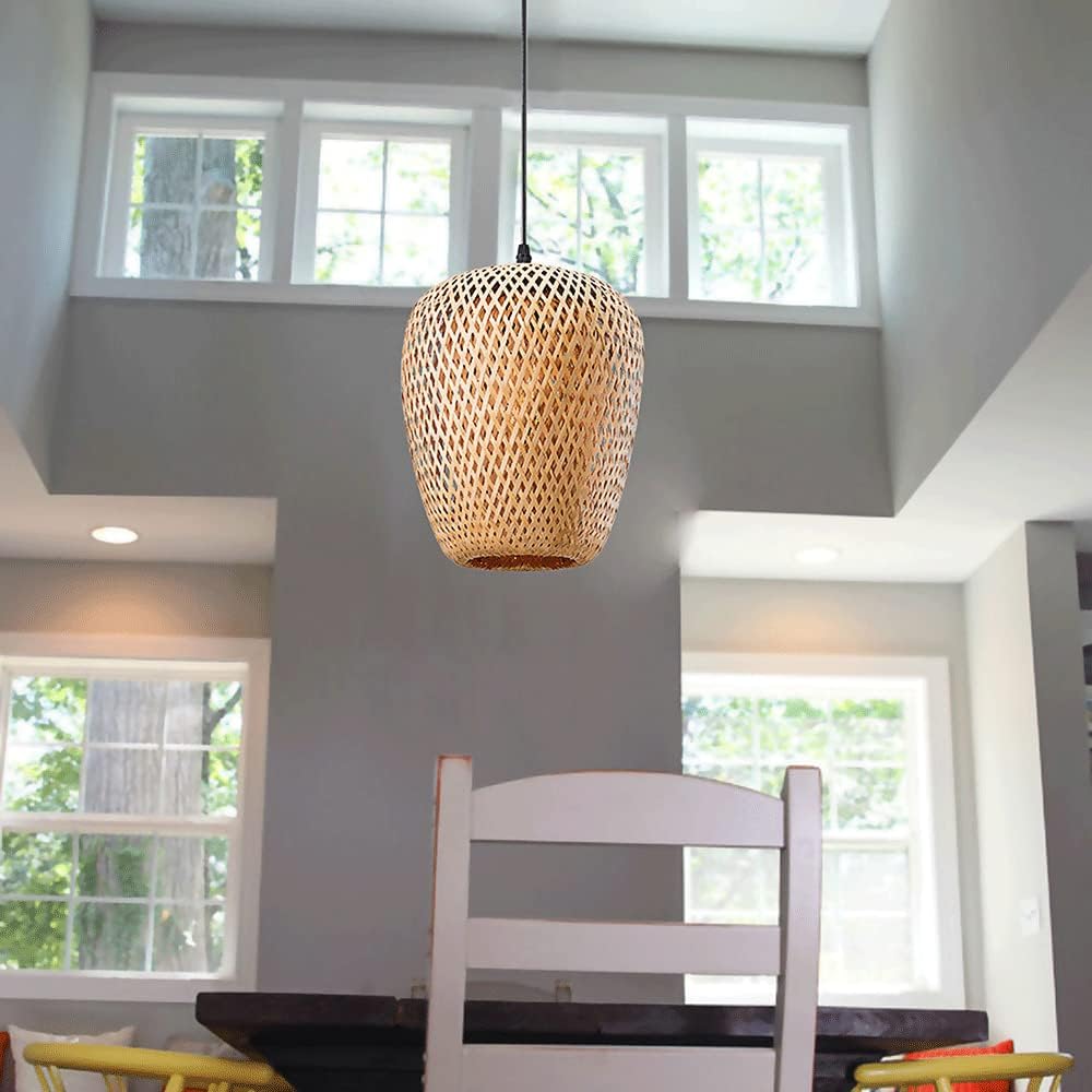 Suspension Japonaise Tissée En Bambou, Lustre D'Éclairage De Salle À Manger, Luminaires Suspendus Décoratifs De Ferme Vintage, Luminaires E27, Lampes À Suspension Industrielles D'Asie Du Sud-E