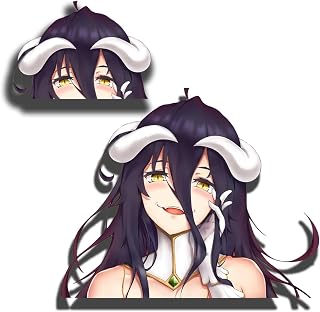 5.1 Inch 2Pcs for Albedo Peeker Anime Car Stickers Window Laptop Bumper Trunk Motorcycle Campervan Fuel Tank Cap Decals Vinyl Waterproof Luggage Skateboard DIY Decor