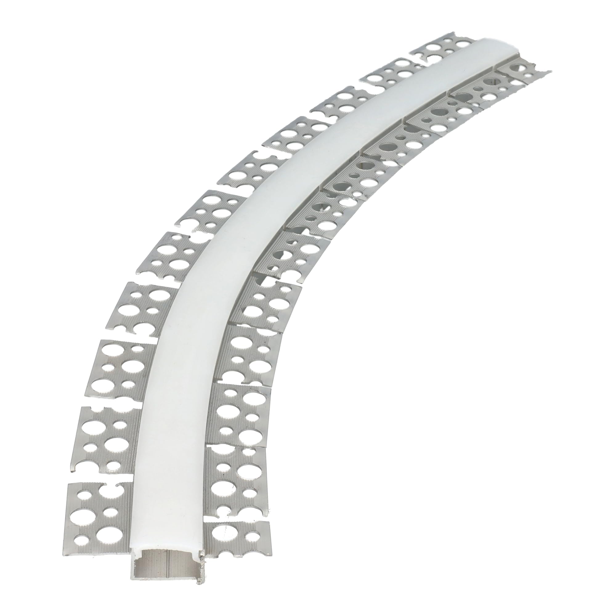 Jandei Profilo Flessibile da 3 Metri per l'Integrazione di Strisce LED in Intonaco o Cartongesso, Realizzato in Alluminio Grigio. Include Diffusore in Silicone