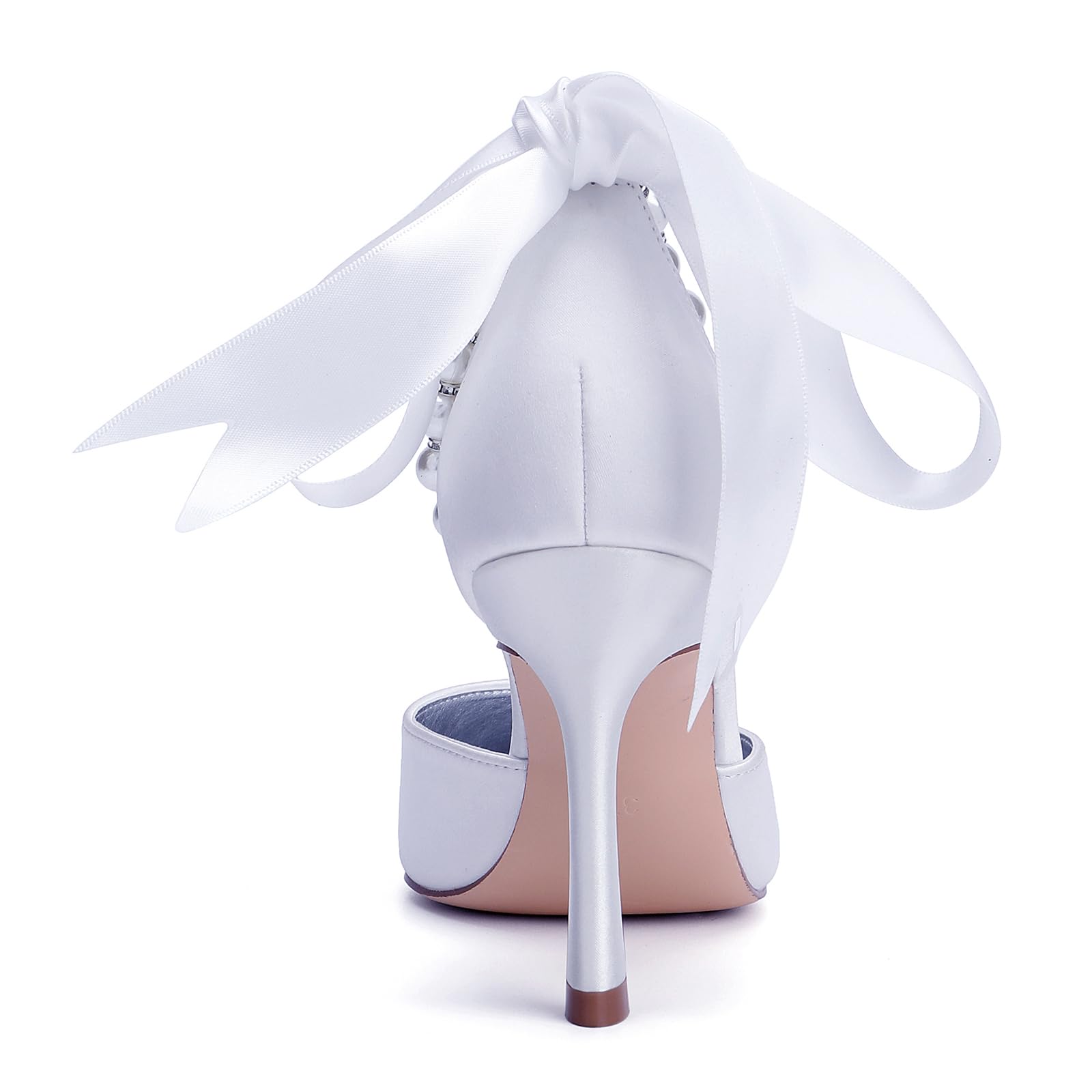 Zapatos De Novia con Punta Puntiaguda para Mujer Correa De Tobillo De Satén Tacón Aguja Zapatos de la Corte Zapatos De Vestir De Fiesta
