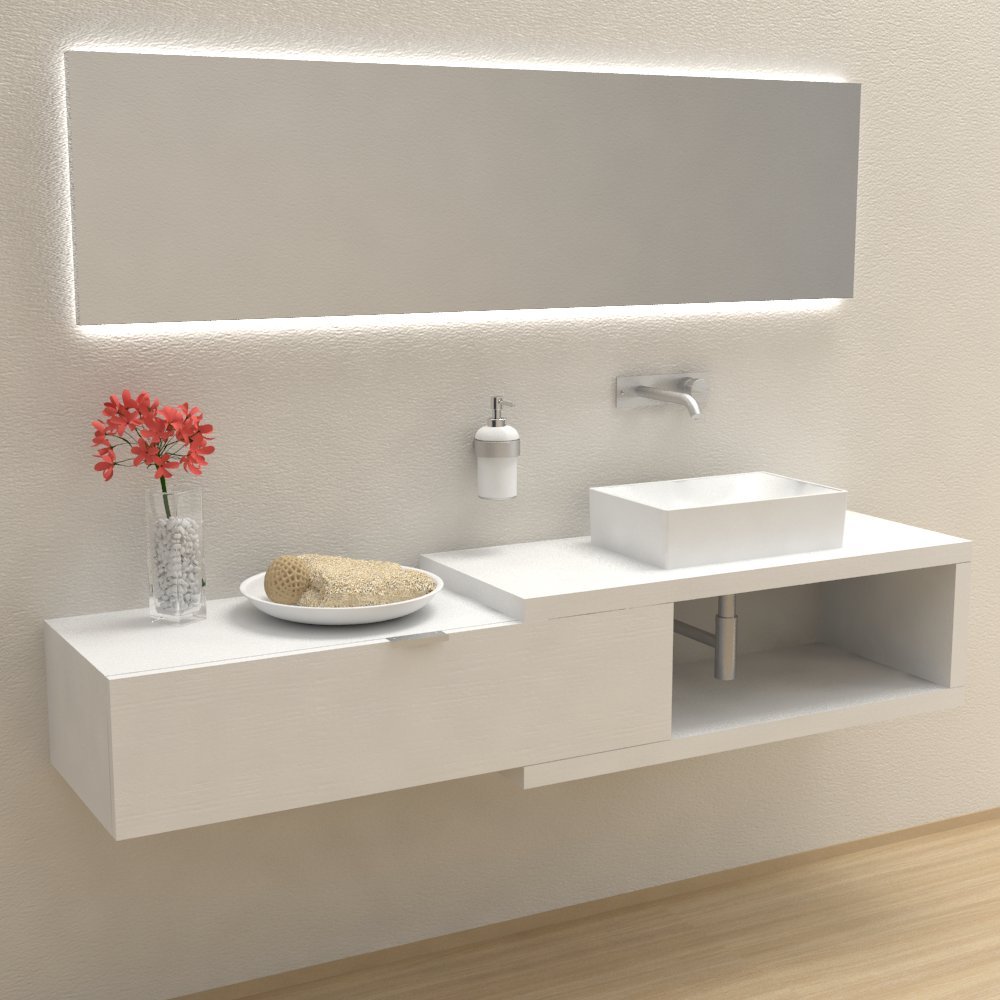 Ve.CA-ITALY Arena 100 – mobile completo Muebles Baño, Diseño de diferentes acabados y combinación diseño 100% Made in Italy Sinistro Bianco frassinato