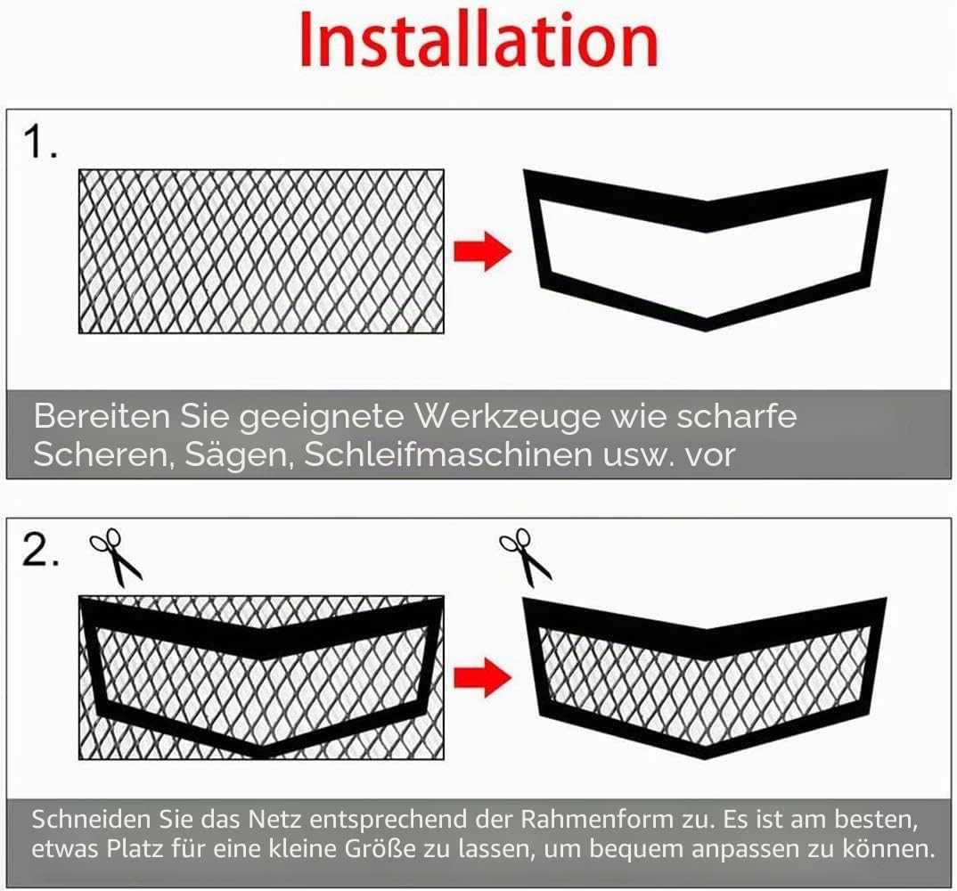 Aluminium Mesh Grille,100 x 33 cm,lackierte Loch Renngitter für Stoßstange, Wasserdichtes multifunktionale Grillgitterrolle, 3 x 6 mm rautenförmige Gitter + 2 Autositzhaken (Schwarz)