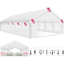 TOOLUCK 20x40 Heavy Duty Party Tent Waterproof, 16 Church Windows, 12 Sidewalls, Built-in Sandbag, Large Outdoor Canopy Gazebo for Wedding & Backyard, Powder Coated Frame, White