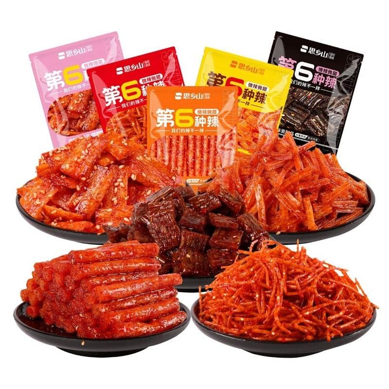 【5 flavors of latiao】Latiao gift package,instant big gluten,spicy silk spicy,Handmade spicy strip,Sweet and spicy Chinese snacks,delicious mala Latiao,Snack Gifts,Snack food (5bags)