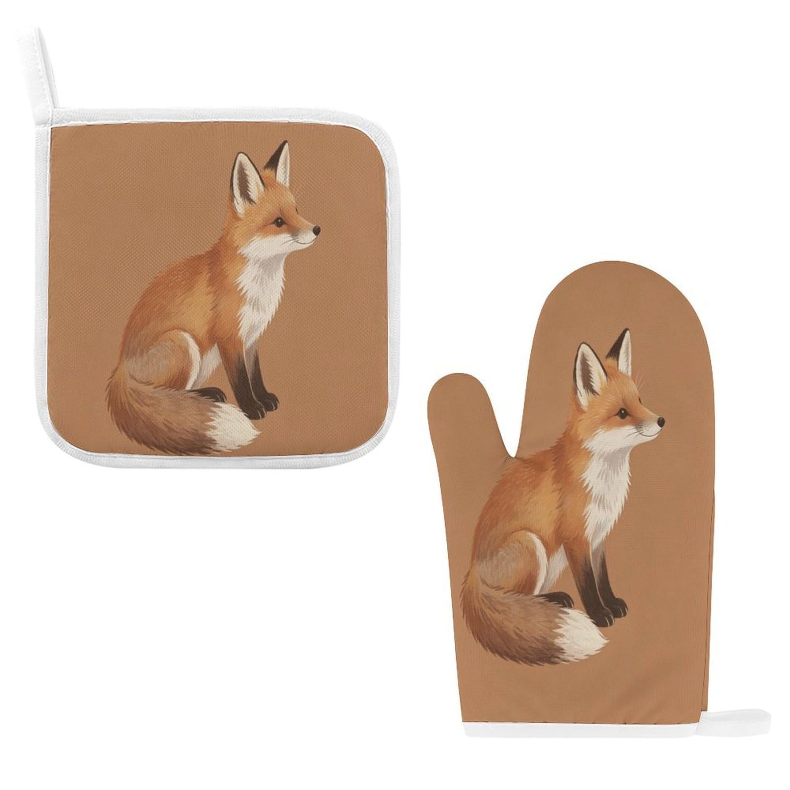 Fodpand Style Brown Fox Oven Mitts And Pot Holders Sets