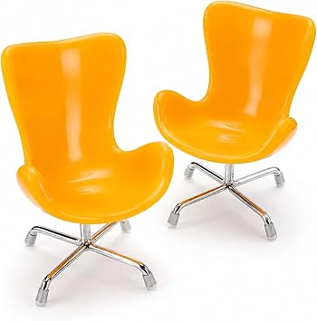 LOGOFUN 2pcs Miniature Dollhosue Chair Mini Rotating Chair Model | Plastic Material; 16 Scale; Dollhouse Furniture Accessories