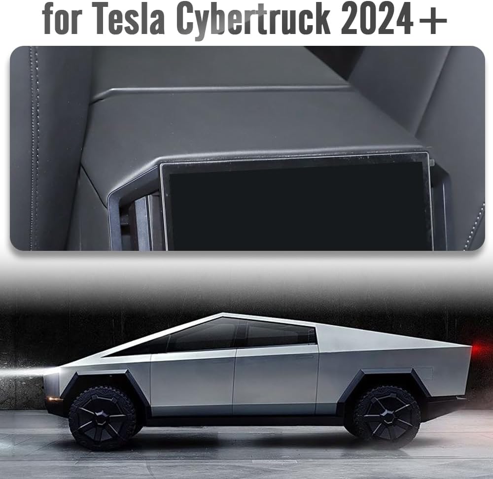 Carbon Fiber Rear Infotainment Cover for Tesla Cybertruck 2024 2025,for Cyberbeast Rear Touchscreen Frame Trim (Matte Screen Cover)