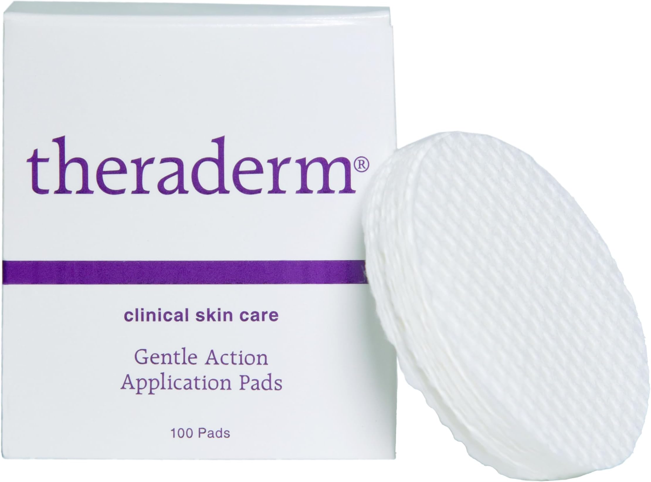 Theraderm Gentle Action Application Pads – Dual-Sided Ribbed Facial Treatment Pads for Toners & Exfoliants, Professional Skincare Accessory, 100 Count