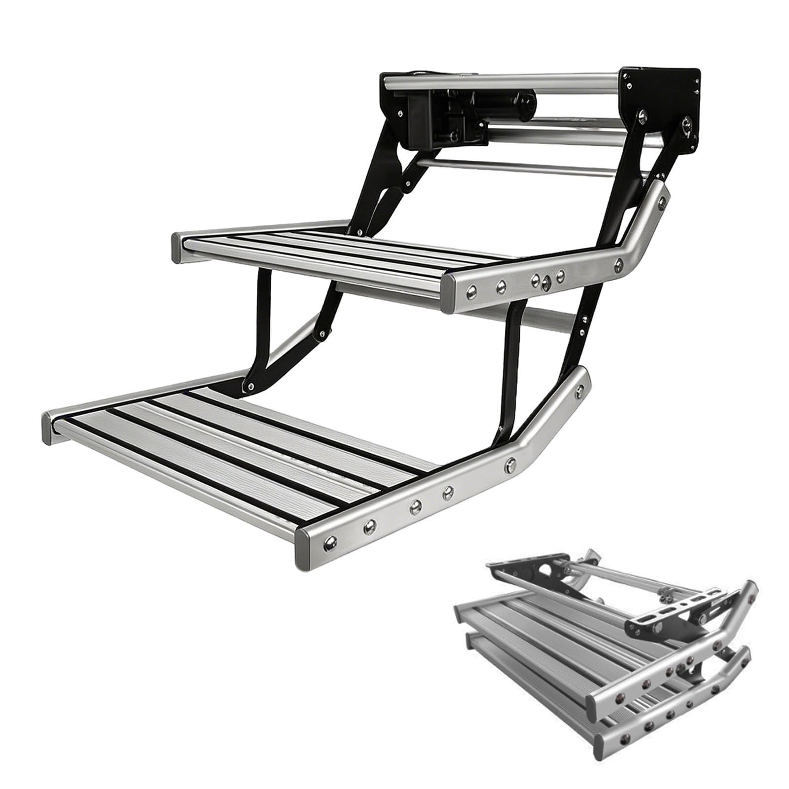 Telescopic Folding RV Entry Step Aluminum Alloy Anti-Slip Step Double-24V