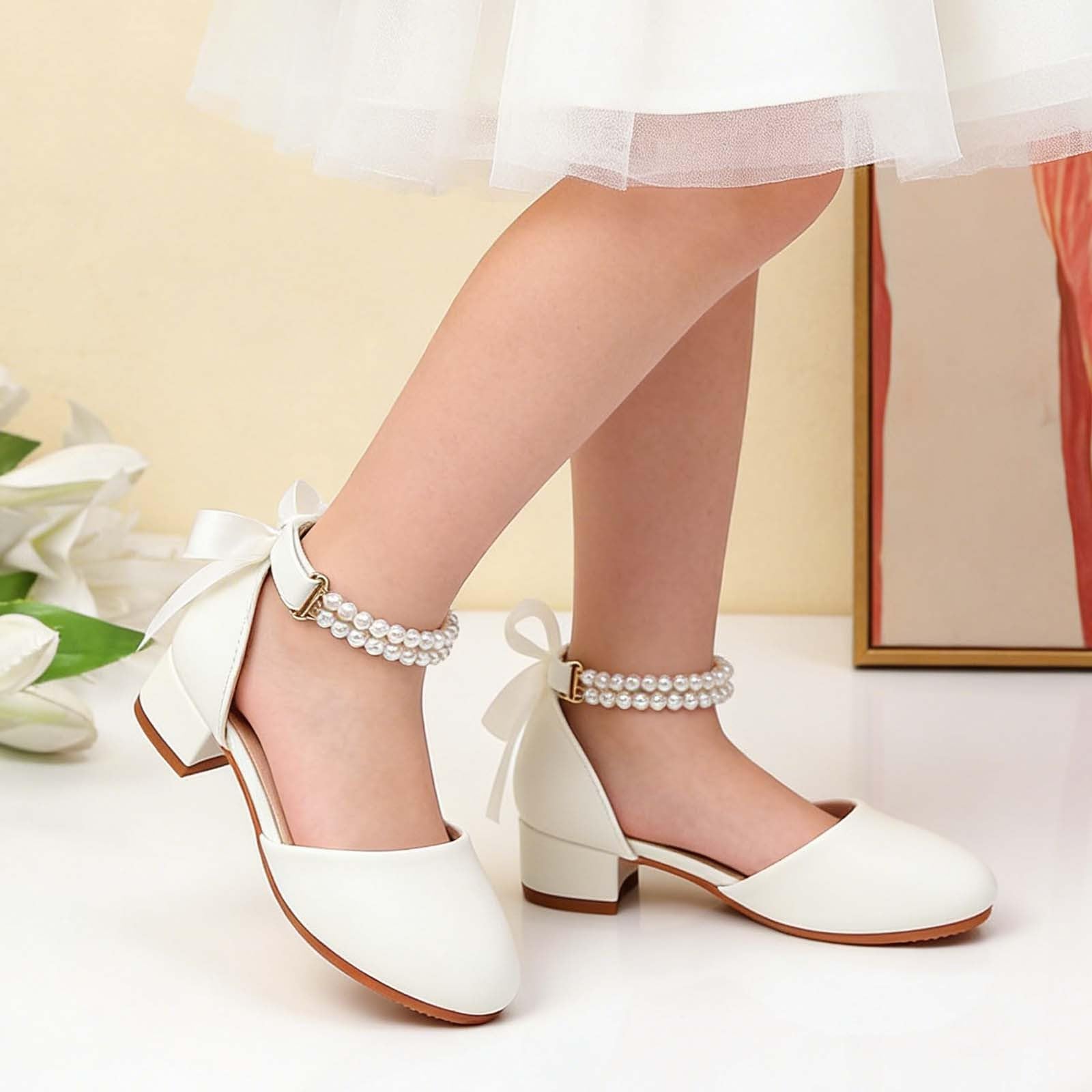 Mary Jane Chaussures à Talons Hauts pour Enfants Fille Antidérapantes