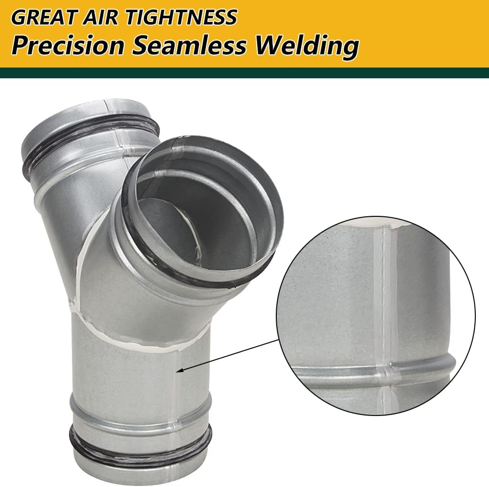 A-KARCK 4 inch Duct Splitter for Dryer Vent Hose, Y Shape Duct Connector for Exhaust Fan Hose, Precision Welded Galvanized Steel Prevent Air Leakage