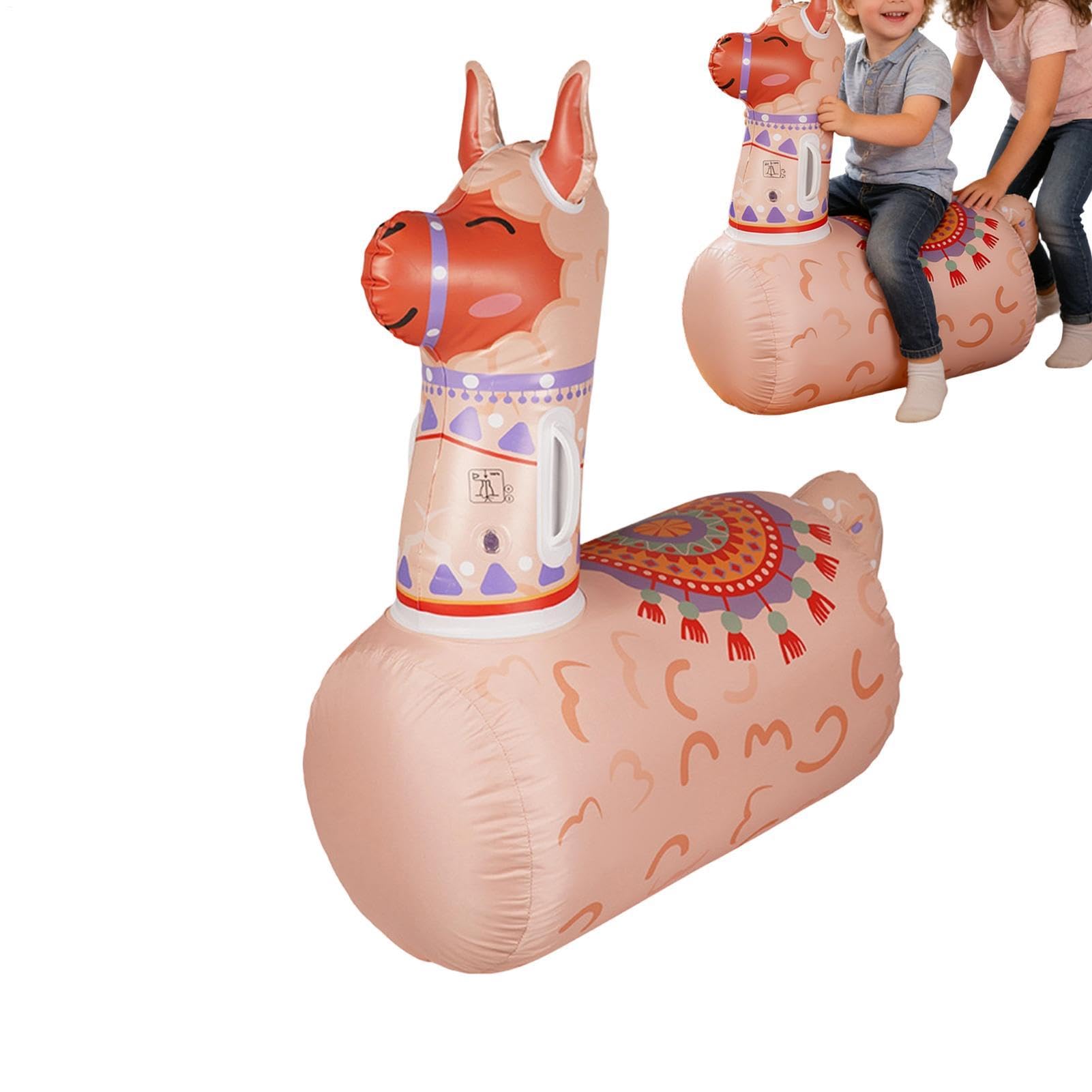 Hüpfpferd für Kinder ab 3 Jahren - Aufblasbares Hüpftier zum Aufsitzen - Ergonomisches Springtier zur Förderung von Balance & Koordination - Robustes Gummitier für Drinnen & Draußen