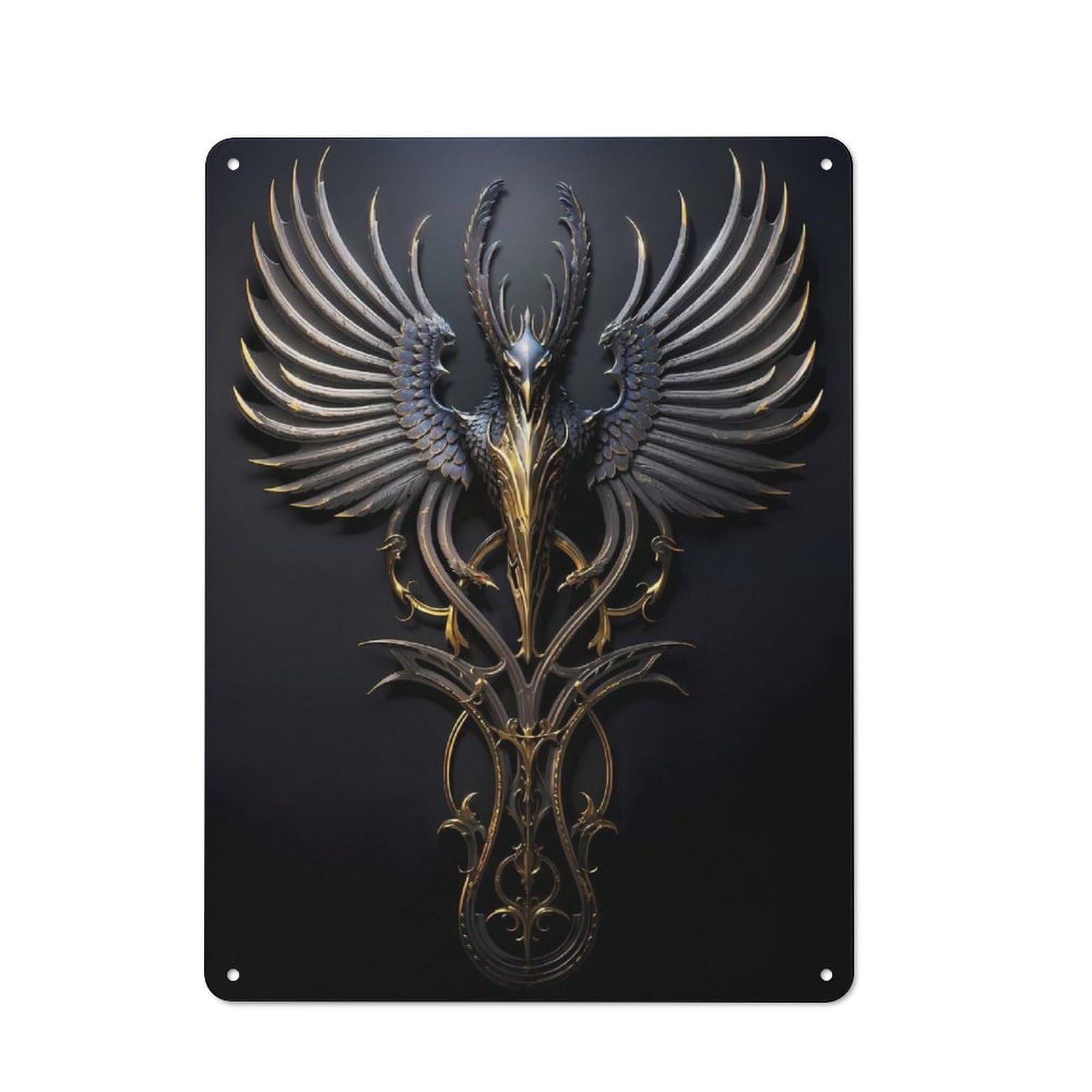 Majestic Golden Eagle Cottage Style Metal Wall Decor 40x30cm, Decorative Tin Sign for Cottage, Kitchen, Hallway Or Breakfast Nook
