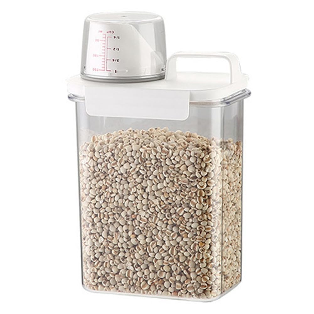 CTRLZS Sealed Household Grain Storage Box, Transparent Rice Bucket Kitchen Storage Jar, Pasta Container,1800ml