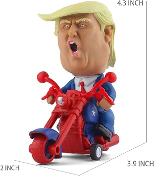 DINOBROS President Donald Trump 2024 Toy Figure Riding Motorcycle Funny Rev Up Car Novelty Gag Gift for Trump Fans
