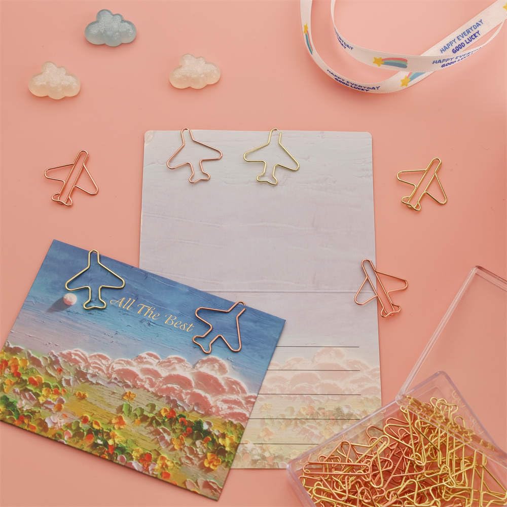 OWLFAVO 120pcs Cross Shape Paper Clips With Storage Box, 3 Colors, Funny Cute