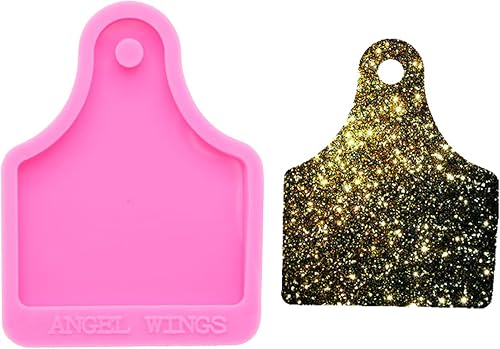 Molde de silicona brillante con forma de etiqueta de vaca brillante, llavero de arcilla polimérica, collar hecho a mano, joyería de resina epoxi,