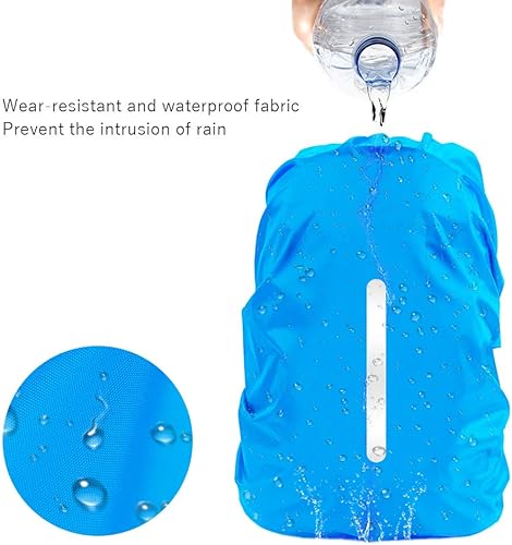 Miniatura 3 de LAMA 2 fundas impermeables de lluvia para mochila, protector reflectante a prueba de lluvia para antipolvo y antirrobo, L 41L-55L negro y azul