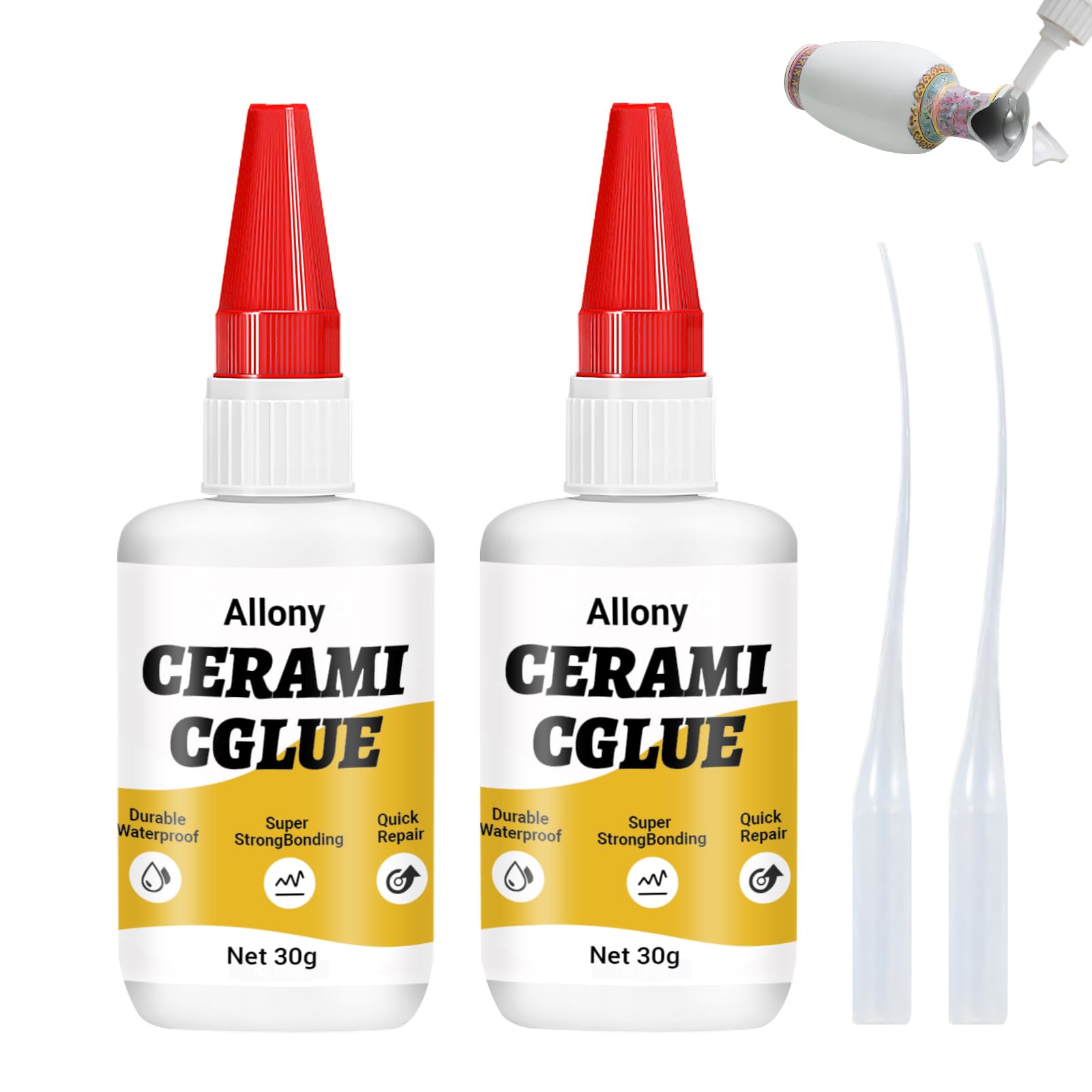 Colla Per Ceramica 35g &ndash; Super Adesivo Ultra Resistente, Istantaneo, Impermeabile, Resistente Alle Alte Temperature, Adatta Per Porcellana, Ceramica, Piatti, Piastrelle, Lavori Di Fai-da-Te E Altro