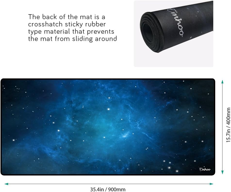 Cmhoo Large Mouse Pad Gaming XXL & Desk Keyboard Mat Size (35.4x15.7x0.1IN, 90x40 Sky Blue)