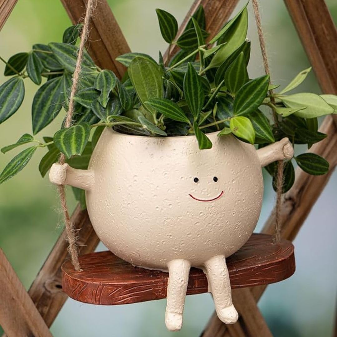 Wishbot Swing Planter with Smiley Face Pot, Cute Hanging Plant Face Pot, for Indoor Outdoor Plants, Christmas (B0D9TRZFRN) Amazon Price History, Amazon Price Tracker