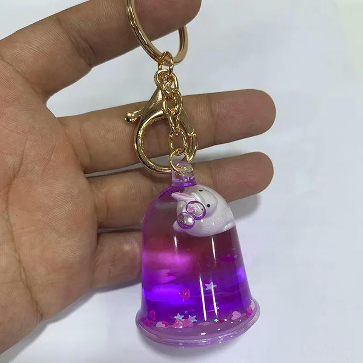 Creative Colorful Floating Rabbit Keychain Cute 4 Style Moving Liquid Women Car Bag Pendant Gadgets Toys Gift