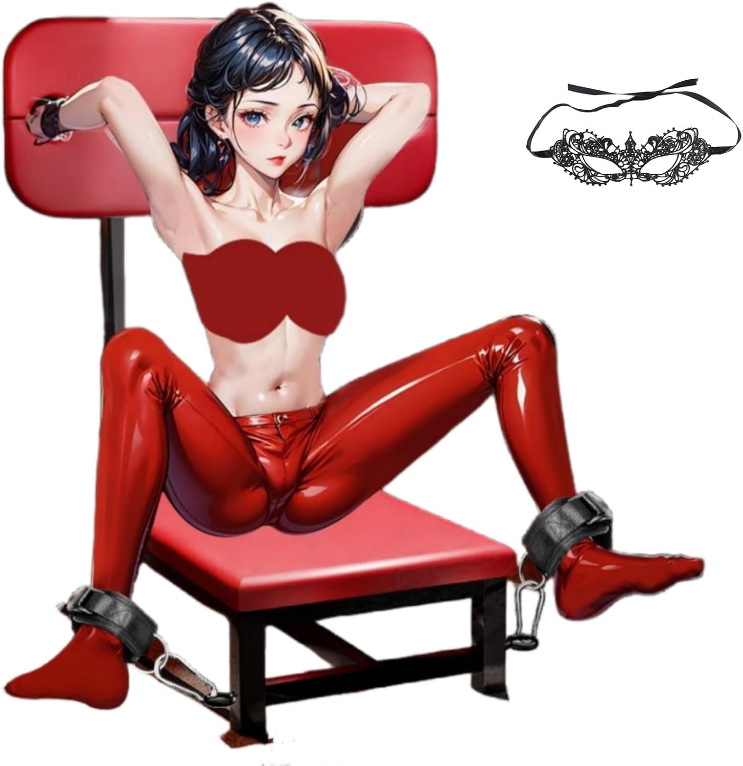 Sex Furniture for Couples Includes Handcuffs, Ankle Position Enhancer Chair for Bedroom,Assistance Swivel Chair Toy with Handles for Men Women Couple Masturbation