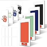 Outus 14 Pcs Paw Print Kit for Dogs No Mess Ink Pad Pet Memorial Newborn Footprint Impression Kit for Pets 4 Inkless Pads with 10 Blank Cards(3 x 5 Inch,Black, Red, Green, Blue)