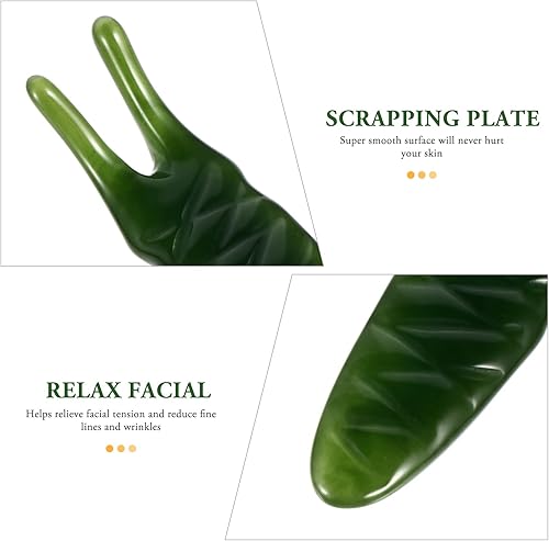 Miniatura 6 de Healifty Peine de masaje de piedra de jade 2 piezas, peine de cuero cabelludo Guasha, herramienta de masaje de raspado Gua Sha de mano para el