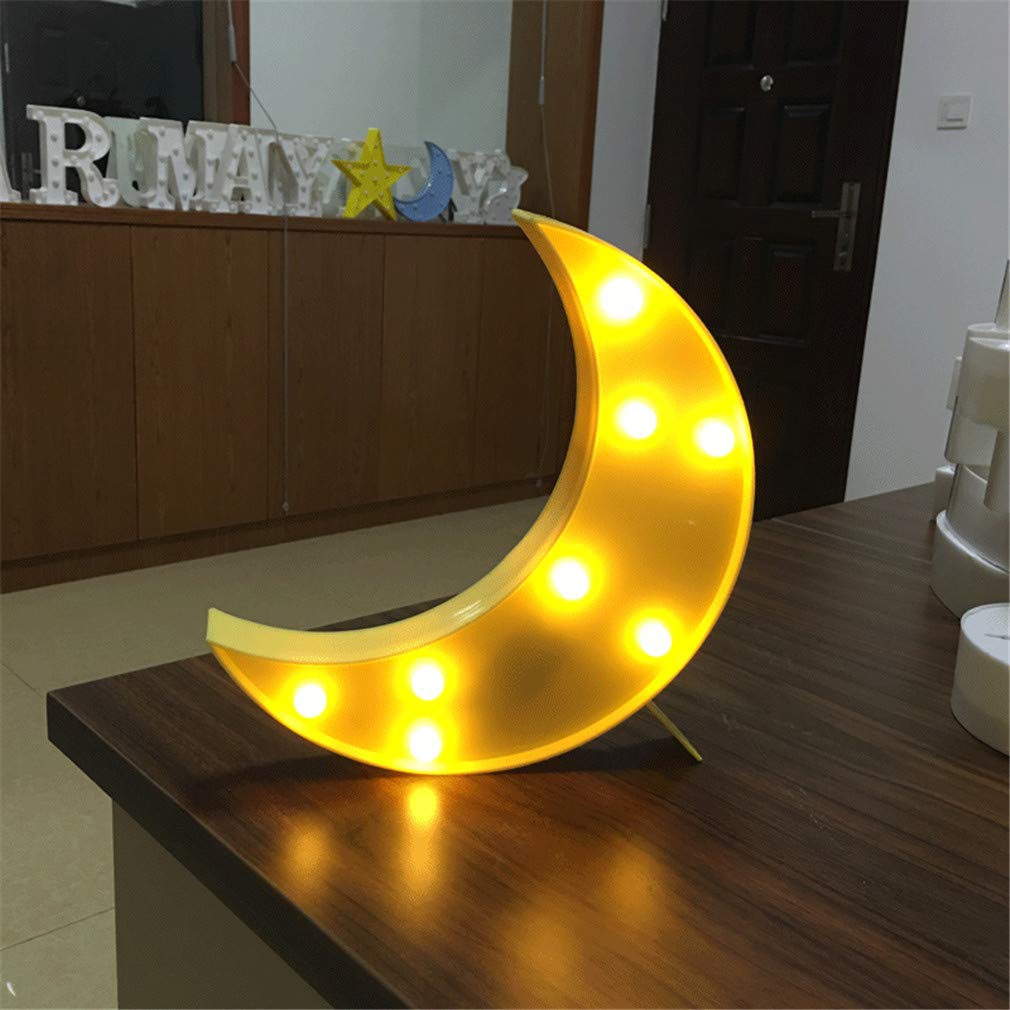 Ulalaza LED Night Lights Battery Operated LED Marquee Sign Decorative Moon Cloud Star Lamps for Home Decor