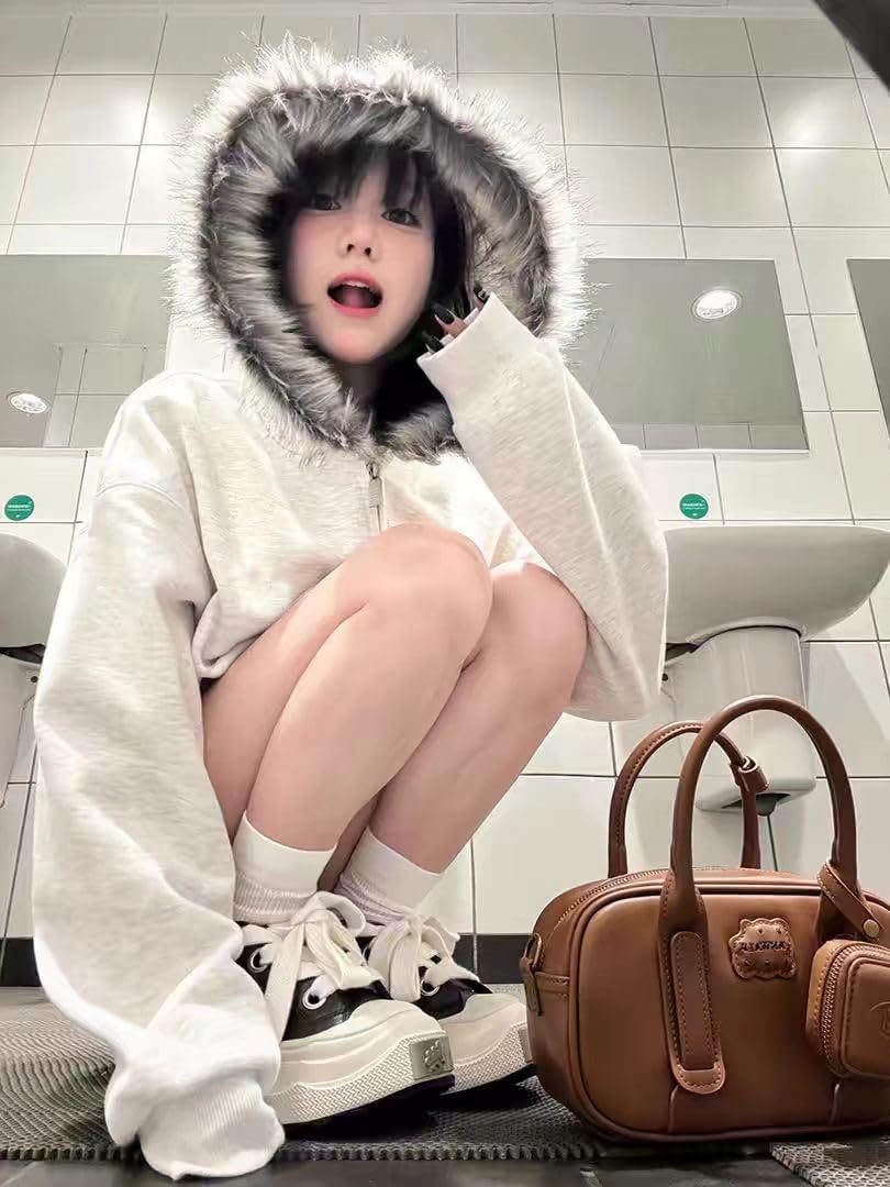 Women’s Y2K Zip Up Hoodies with Fur Hood Winter Fuzzy Jackets Trendy Vintage Sweatshirt Women’s Y2K Zip Up Hoodies with Fur Hood Winter Fuzzy Jackets Trendy Vintage Sweatshirt