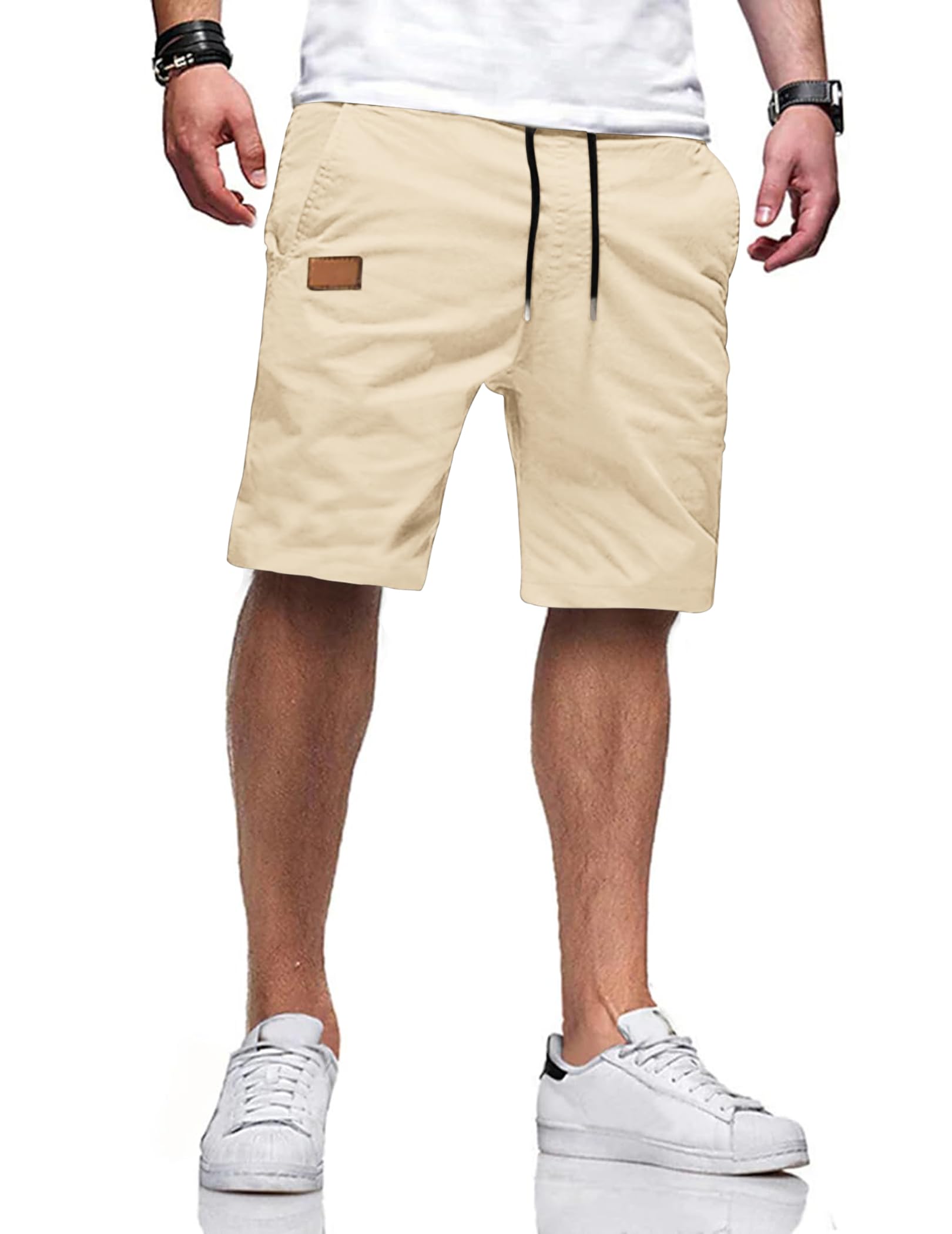 TARAINYA Kurze Hosen Herren Baumwolle Casual Shorts Herren Tunnelzug Elastische Sommer Chino mit Taschen