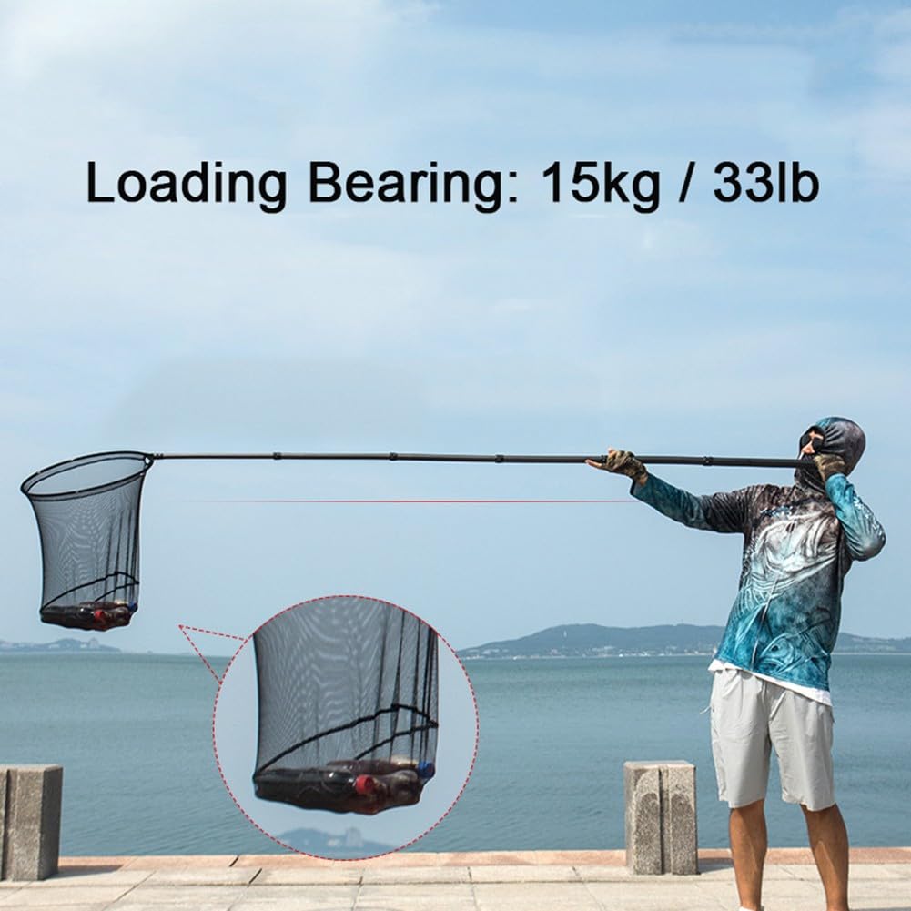 DAZZLEEX Manche télescopique en fibre de carbone - Tête de filet pliable - Pour pêche - Canne à pêche