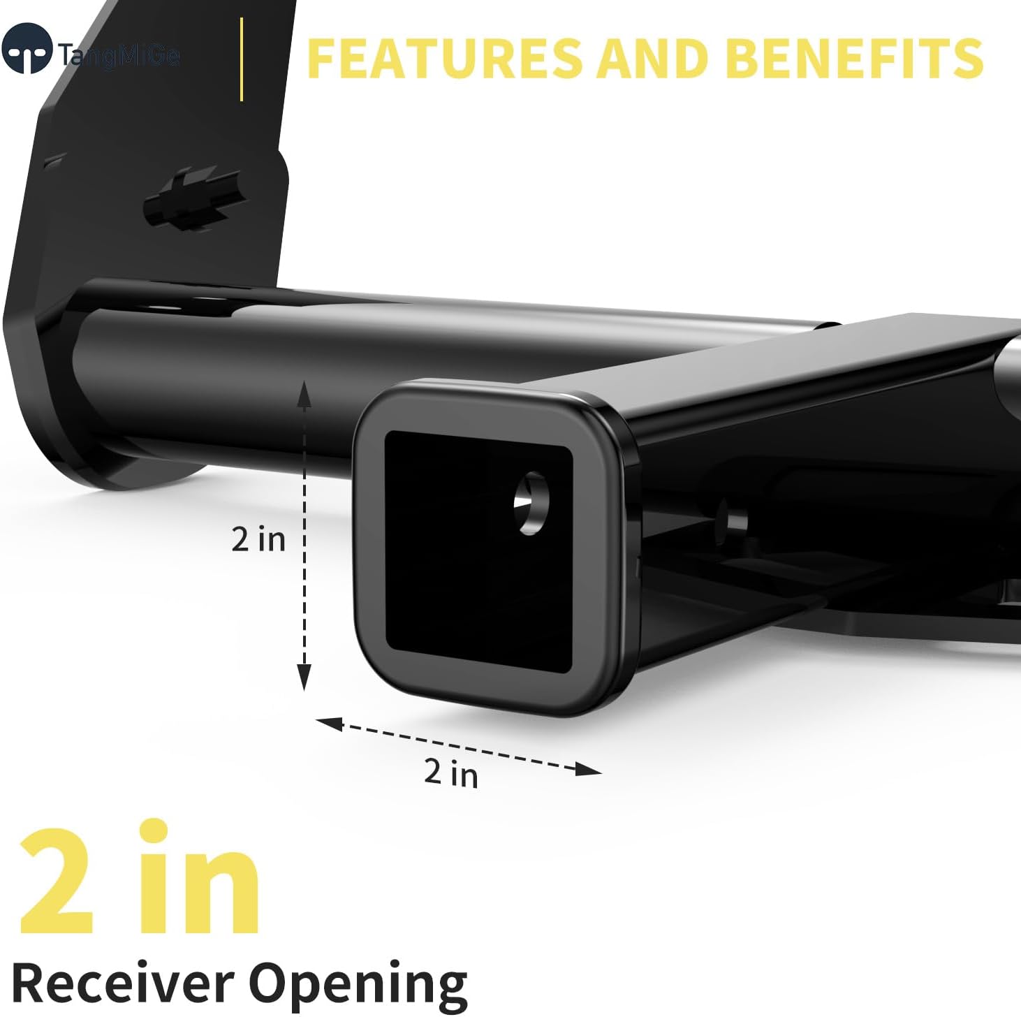 TangMiGe Class 3 Trailer Hitch, 2-Inch Receiver, Compatible with Subaru Forester 2019 2020 2021 2022 2023 2024 2025, Bright Black Color