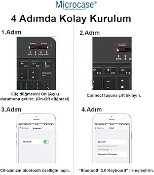 Microcase Huawei MatePad Air 2025 Türkçe Bluetooth Klavye +Mouse+ Standı-Mavi AL4384