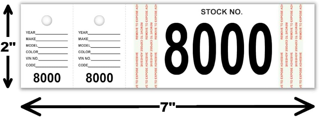 Versa-Tags Genuine Vehicle Stock Number Tags (8000-8499)