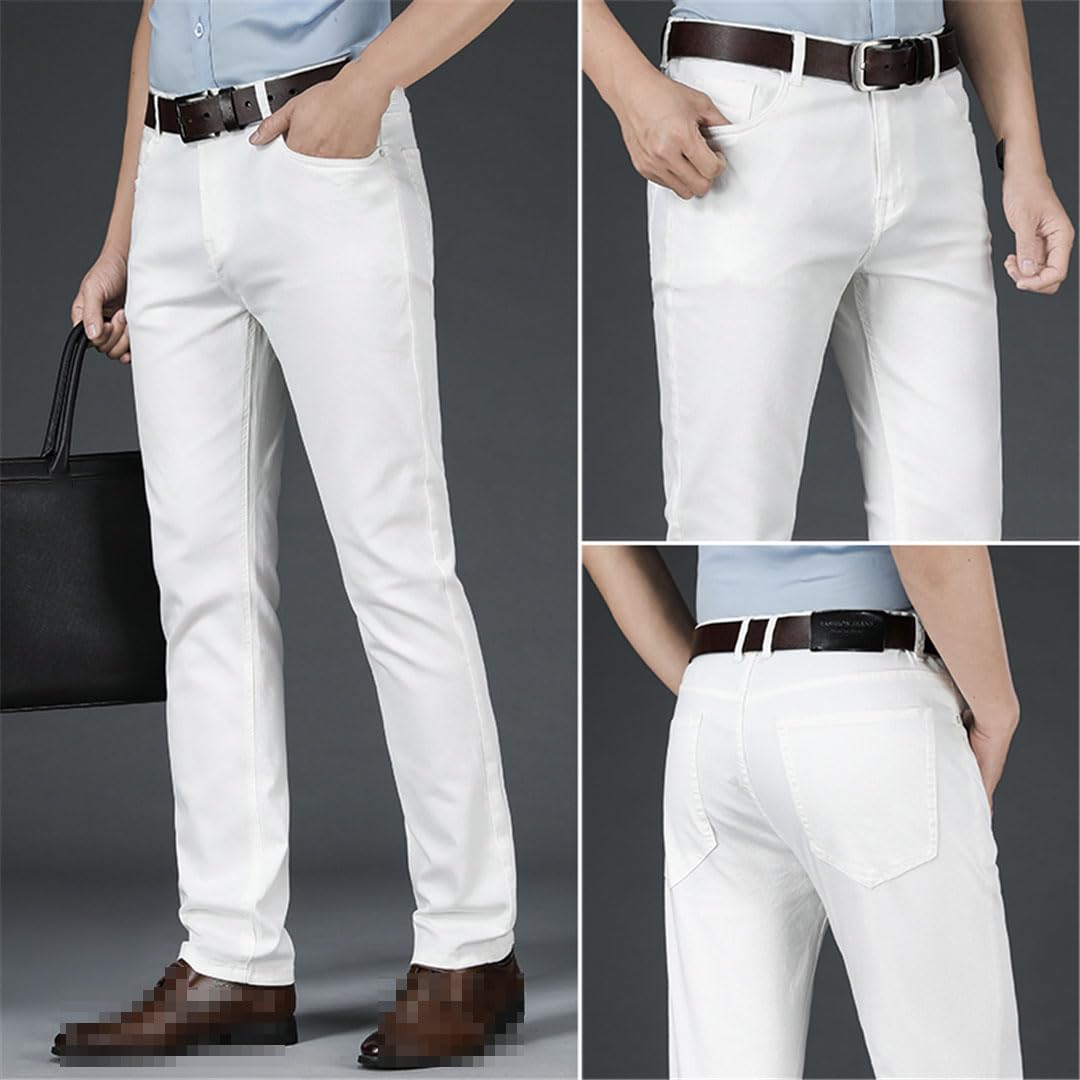 Vogrtcc Jeans da Uomo Casual Business Pantaloni Dritti