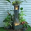 Bumilgar Garden Modern Outdoor Fountain, 47.2" Floor Standing Outdoor Water Fountains with Lights for Garden, Backyard, Patio, Porch, Deck and Home Art Decor