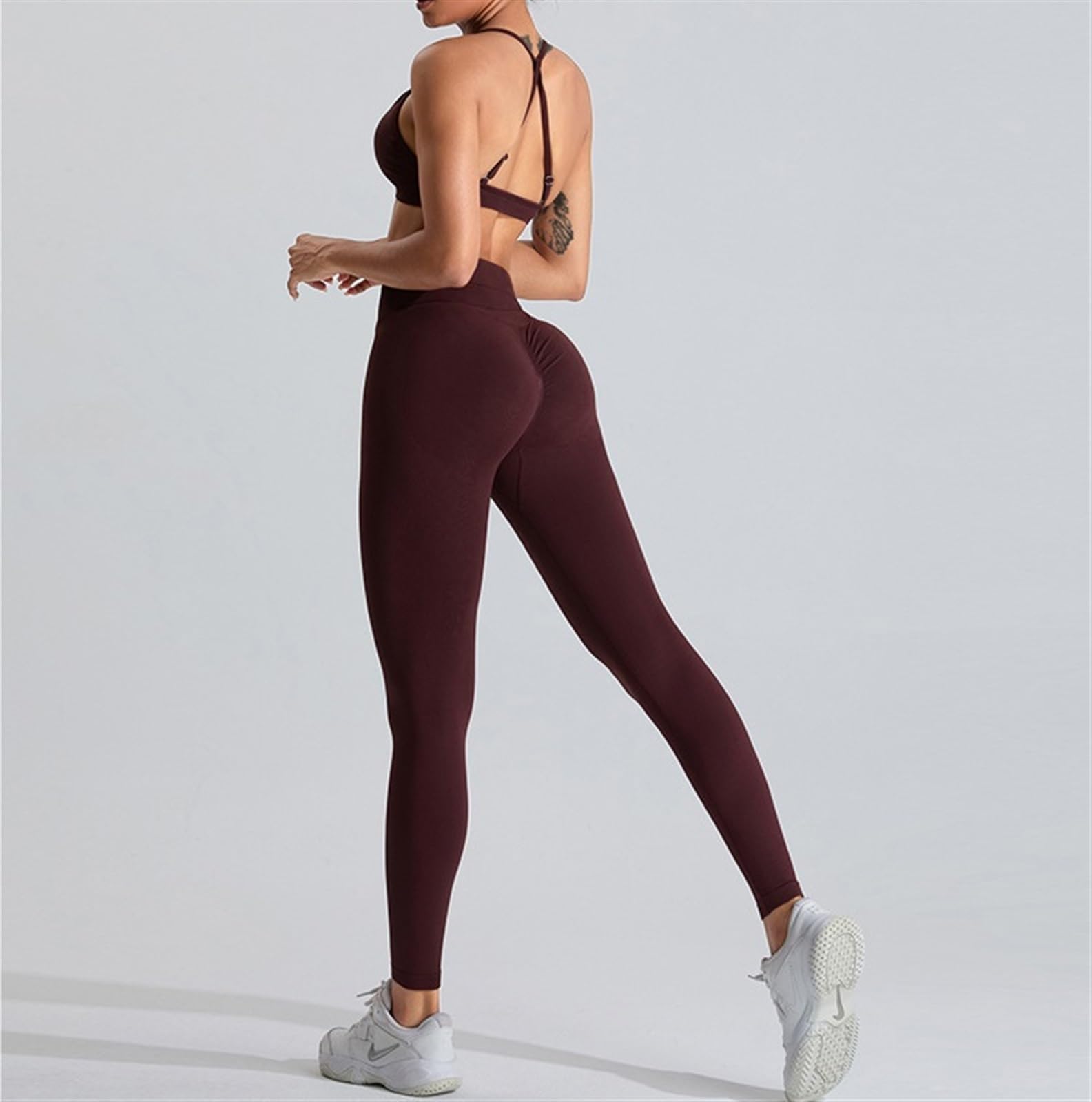 Genérico 2 Uds Mallas Gimnasio Mujer Cintura Alta Levantamiento Glúteos Pantalones De Yoga Deportivos Ajustados Fitness Al Aire Libre