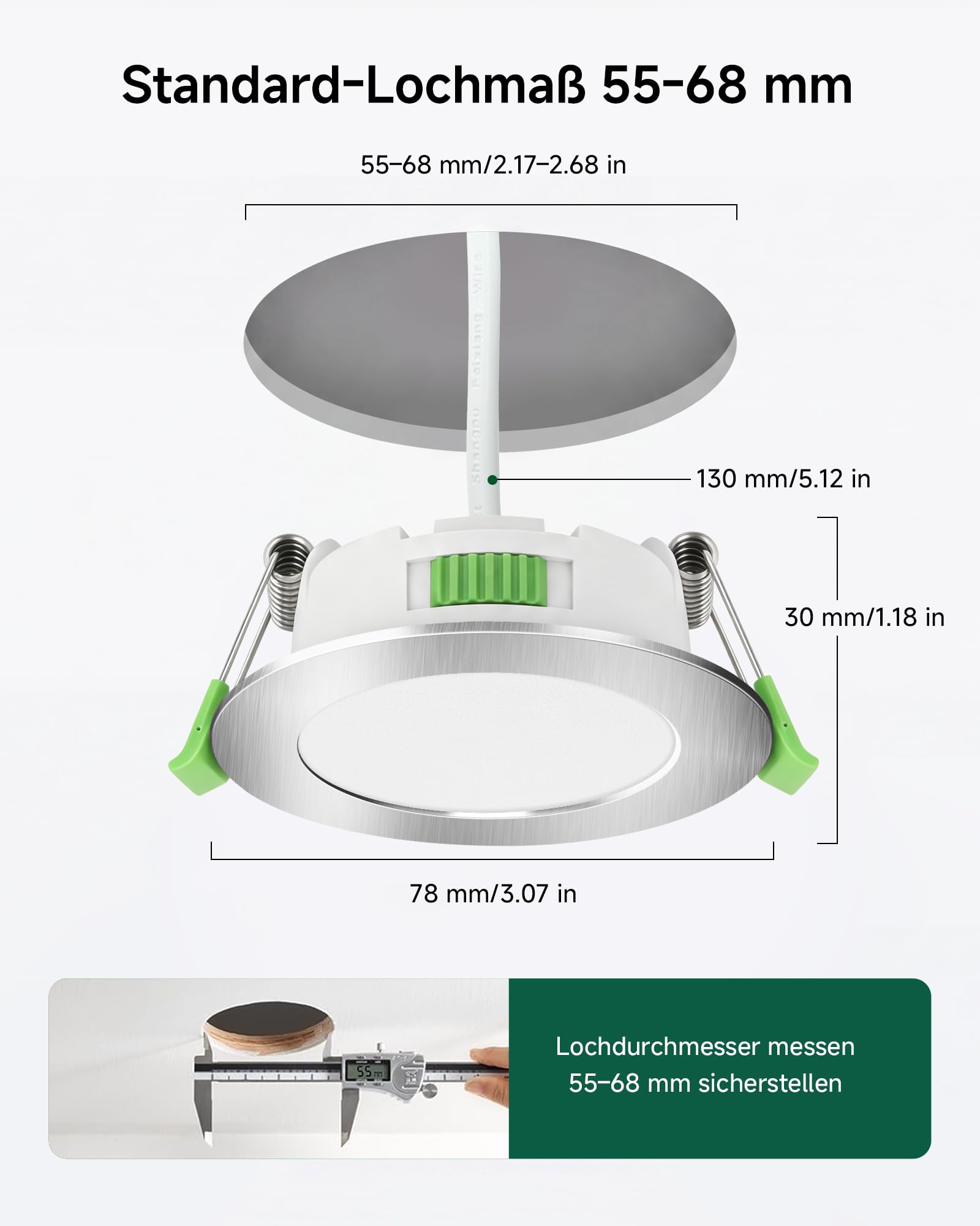LED Einbaustrahler 230V 12er Set, Dimmbar LED Spots 230V IP65,Einbaustrahler LED mit 3000K/4000K/6500K, 360 LM, 4W, CRI>80 für Badezimmer, Küche, Wohnzimmer, Lochmaß Φ55-68 mm, Nickel