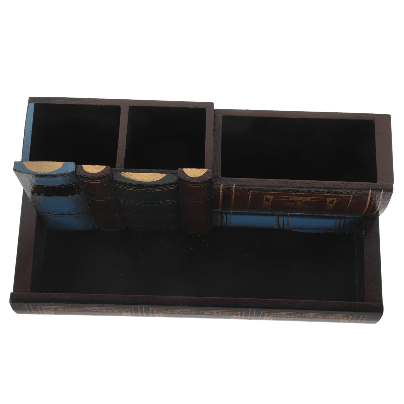 Madera Portalápices Marrón de Oficina Estilo Retro para Escritorio